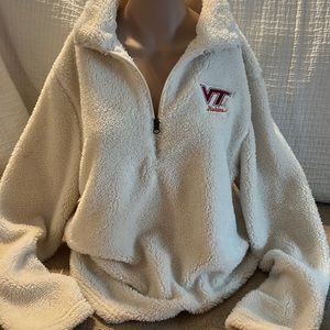 Cozy VT Hokies zip up cream pullover Med